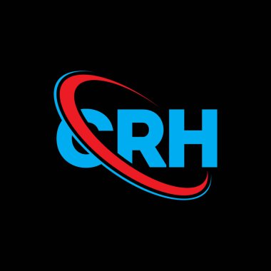 CRH logosu. CRH mektubu. CRH harf logosu tasarımı. Çember ve büyük harfli monogram logosuyla birleştirilmiş CRH logosu. Teknoloji, iş ve emlak markası için CRH tipografisi.
