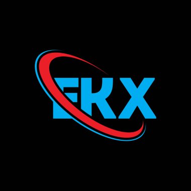 EKX logosu. EKX mektubu. EKX mektup logosu tasarımı. Çember ve büyük harfli monogram logosuna bağlı baş harfler EKX logosu. Teknoloji, iş ve emlak markası için EKX tipografisi.