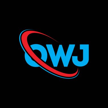 OWJ logosu. OWJ mektubu. OWJ harf logosu tasarımı. Çember ve büyük harfli monogram logosuna bağlı baş harfler OWJ logosu. Teknoloji, iş ve emlak markası için OWJ tipografisi.