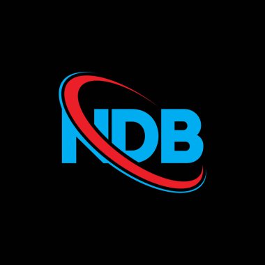 NDB logosu. NDB mektubu. NDB harfli logo tasarımı. Çember ve büyük harfli monogram logosuna bağlı NDB logosu. Teknoloji, iş ve emlak markası için NDB tipografisi.