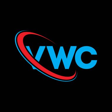VWC logosu. VWC mektubu. VWC mektup logosu tasarımı. Çember ve büyük harfli monogram logosuna bağlı baş harfler VWC logosu. Teknoloji, iş ve emlak markası için VWC tipografisi.
