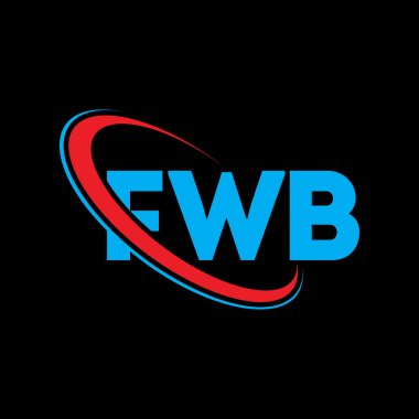 FWB logosu. FWB mektubu. FWB harfli logo tasarımı. Çember ve büyük harfli monogram logosuna bağlı FWB logosu. Teknoloji, iş ve emlak markası için FWB tipografisi.