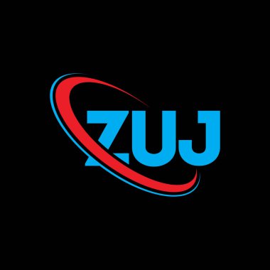 ZUJ logosu. ZUJ mektubu. ZUJ harf logosu tasarımı. Çember ve büyük harfli monogram logosuna bağlı baş harfler. Teknoloji, iş ve emlak markası için ZUJ tipografisi.