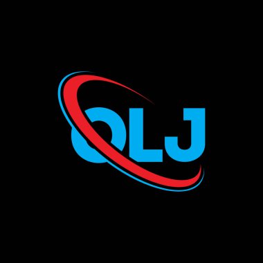 OLJ logosu. OLJ mektubu. OLJ harf logosu tasarımı. Çember ve büyük harfli monogram logosuna bağlı baş harfler. Teknoloji, iş ve emlak markası için OLJ tipografisi.