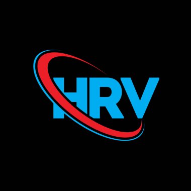 HRV logosu. HRV mektubu. HRV harf logosu tasarımı. Çember ve büyük harfli monogram logosuna bağlı HRV logosu. Teknoloji, iş ve emlak markası için HRV tipografisi.