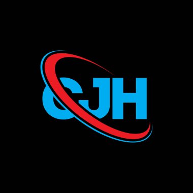 CJH logosu. CJH mektubu. CJH harf logosu tasarımı. Çember ve büyük harfli monogram logosuyla birleştirilmiş baş harfler. Teknoloji, iş ve emlak markası için CJH tipografisi.