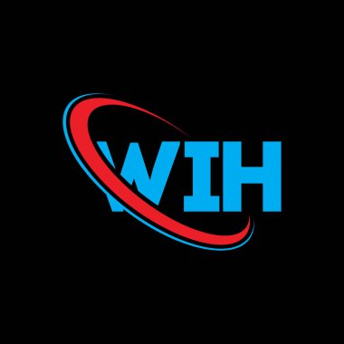 WIH logosu. Dilek mektubu. WIH mektup logosu tasarımı. Çember ve büyük harfli monogram logosuna bağlı WIH logosu. Teknoloji, iş ve emlak markası için WIH tipografisi.
