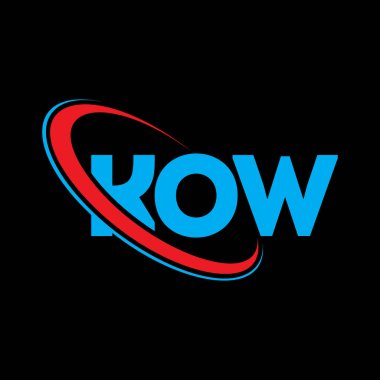 KOW logosu. KOW mektubu. KOW harfli logo tasarımı. Çember ve büyük harfli monogram logosuyla birleştirilmiş KOW logosu. Teknoloji, iş ve emlak markası için KOW tipografisi.