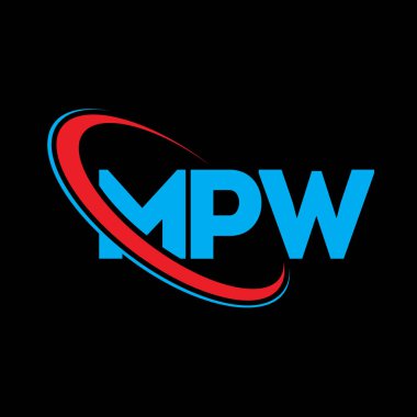 MPW logosu. MPW mektubu. MPW harf logosu tasarımı. Çember ve büyük harfli monogram logosuna bağlı MPW logosu. MPW teknoloji, iş ve emlak markası tipografisi.