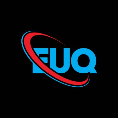 EUQ logosu. EUQ mektubu. EUQ mektup logosu tasarımı. Çember ve büyük harfli monogram logosuna bağlı baş harfler EUQ logosu. EUQ teknoloji, iş ve emlak markası tipografisi.