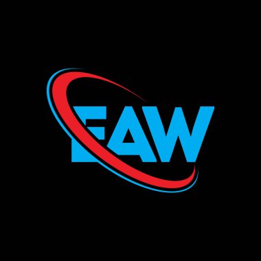 EAW logosu. EAW mektubu. EAW harf logosu tasarımı. Çember ve büyük harfli monogram logosuyla birleştirilmiş EAW logosu. Teknoloji, iş ve emlak markası için EAW tipografisi.