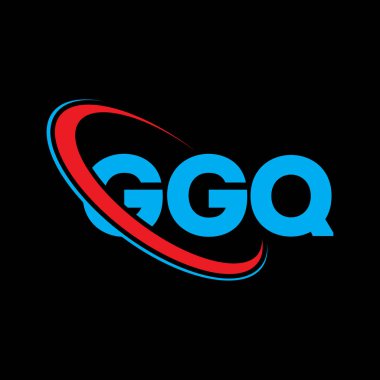 GGQ logosu. GGQ mektubu. GGQ harf logosu tasarımı. Çember ve büyük harfli monogram logosuna bağlı baş harfler GGQ logosu. Teknoloji, iş ve emlak markası için GGQ tipografisi.