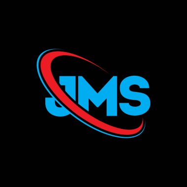 JMS logosu. JMS mektubu. JMS mektup logosu tasarımı. Çember ve büyük harfli monogram logosuna bağlı JMS logosu. Teknoloji, iş ve emlak markası için JMS tipografisi.