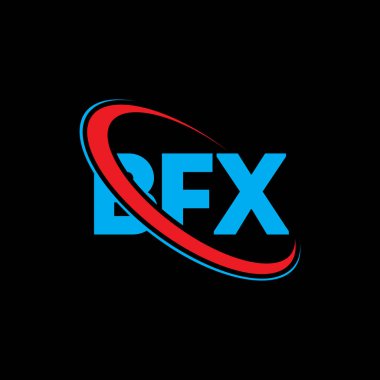 BFX logosu. BFX mektubu. BFX harfli logo tasarımı. Çember ve büyük harfli monogram logosuyla birleştirilmiş BFX logosu. Teknoloji, iş ve emlak markası için BFX tipografisi.