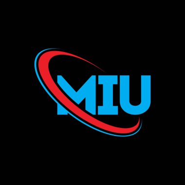 MIU logosu. MIU mektubu. MIU mektup logosu tasarımı. Çember ve büyük harfli monogram logosuna bağlı MIU logosunun baş harfleri. Teknoloji, iş ve emlak markası için MIU tipografisi.
