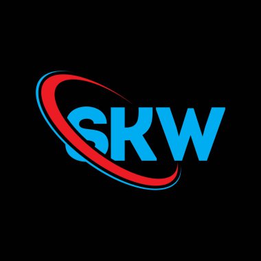 SKW logosu. SKW mektubu. SKW harf logosu tasarımı. Çember ve büyük harfli monogram logosuyla birleştirilmiş SKW logosu. Teknoloji, iş ve emlak markası için SKW tipografisi.