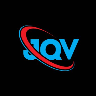 JQV logosu. JQV mektubu. JQV harf logosu tasarımı. Çember ve büyük harfli monogram logosuyla birleştirilmiş JQV logosu. Teknoloji, iş ve emlak markası için JQV tipografisi.