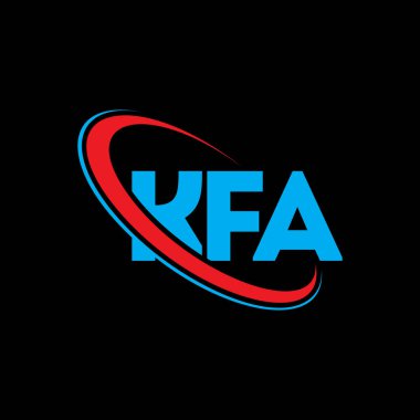 KFA logosu. KFA mektubu. KFA mektup logosu tasarımı. Çember ve büyük harfli monogram logosuna bağlı KFA logosunun baş harfleri. Teknoloji, iş ve emlak markası için KFA tipografisi.