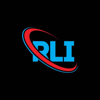 RLI logosu. RLI mektubu. RLI harf logosu tasarımı. Çember ve büyük harfli monogram logosuna bağlı RLI logosu. Teknoloji, iş ve emlak markası için RLI tipografisi.