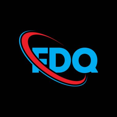 FDQ logosu. FDQ mektubu. FDQ harf logosu tasarımı. Çember ve büyük harfli monogram logosuna bağlı FDQ logosu. Teknoloji, iş ve emlak markası için FDQ tipografisi.