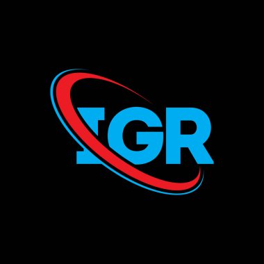 IGR logosu. IGR mektubu. IGR harf logosu tasarımı. Çember ve büyük harfli monogram logosuna bağlı ilk IGR logosu. Teknoloji, iş ve emlak markası için IGR tipografisi.