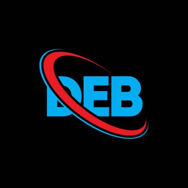 DEB logosu. DEB mektubu. DEB harf logosu tasarımı. Çember ve büyük harfli monogram logosuna bağlı DEB logosu. Teknoloji, iş ve emlak markası için DEB tipografisi.
