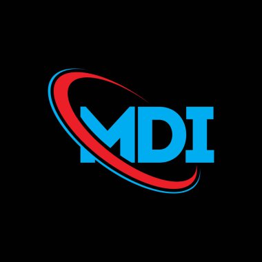 MDI logosu. MDI mektubu. MDI mektup logosu tasarımı. Çember ve büyük harfli monogram logosuna bağlı baş harfler MDI logosu. Teknoloji, iş ve emlak markası için MDI tipografisi.