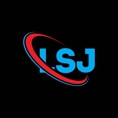 LSJ logosu. LSJ mektubu. LSJ harf logosu tasarımı. Çember ve büyük harfli monogram logosuna bağlı ilk LSJ logosu. Teknoloji, iş ve emlak markası için LSJ tipografisi.