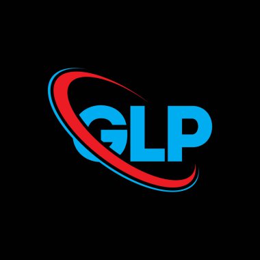GLP logosu. GLP harfi. GLP harf logosu tasarımı. Çember ve büyük harfli monogram logosuyla birleştirilmiş GLP logosu. Teknoloji, iş ve emlak markası için GLP tipografisi.