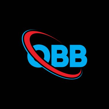 OBB logosu. OBB mektubu. OBB harfli logo tasarımı. Çember ve büyük harfli monogram logosuyla birleştirilmiş OBB logosu. Teknoloji, iş ve emlak markası için OBB tipografisi.