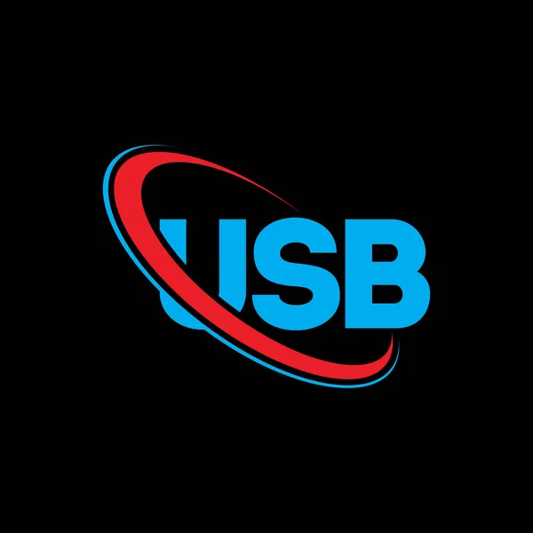 Usb Logotyp Usb Brev Utformning Usb Bokstavslogotypen Initialer Usb Logotyp — Stock vektor