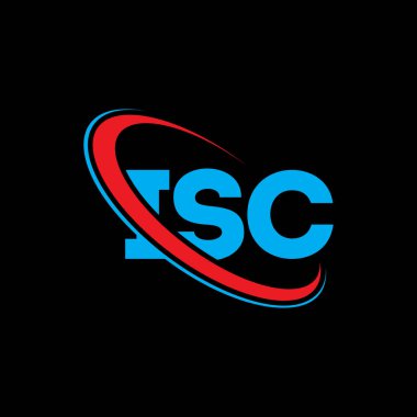 ISC logosu. ISC mektubu. ISC harf logosu tasarımı. Çember ve büyük harfli monogram logosuyla ISC logosunun baş harfleri. Teknoloji, iş ve emlak markası için ISC tipografisi.