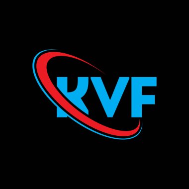 KVF logosu. KVF mektubu. KVF mektup logosu tasarımı. Çember ve büyük harfli monogram logosuna bağlı KVF logosu. Teknoloji, iş ve emlak markası için KVF tipografisi.