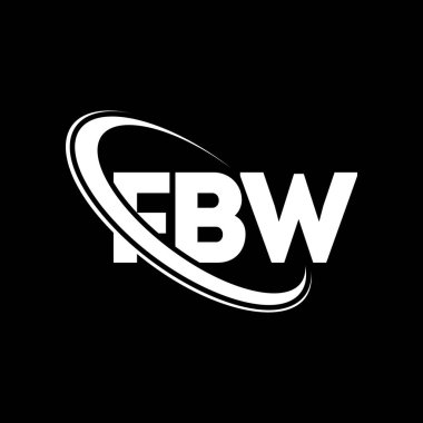 FBW logosu. FBW mektubu. FBW harfli logo tasarımı. Çember ve büyük harfli monogram logosuna bağlı FBW logosu. Teknoloji, iş ve emlak markası için FBW tipografisi.