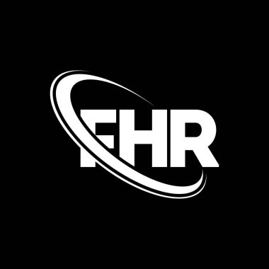 FHR logosu. FHR mektubu. FHR harf logosu tasarımı. Çember ve büyük harfli monogram logosuna bağlı FHR logosu. Teknoloji, iş ve emlak markası için FHR tipografisi.