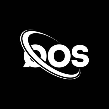 QOS logosu. QOS mektubu. QOS harf logosu tasarımı. Çember ve büyük harfli monogram logosuna bağlı QOS logosu. Teknoloji, iş ve emlak markası için QOS tipografisi.