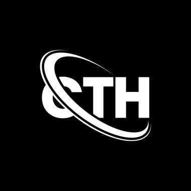 CTH logosu. CTH mektubu. CTH mektup logosu tasarımı. Çember ve büyük harfli monogram logosuna bağlı CTH logosu. Teknoloji, iş ve emlak markası için CTH tipografisi.