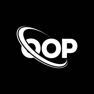 OOP logosu. OOP mektubu. OOP harf logosu tasarımı. Çember ve büyük harfli monogram logosuna bağlı baş harfler OOP logosu. Teknoloji, iş ve emlak markası için OOP tipografisi.