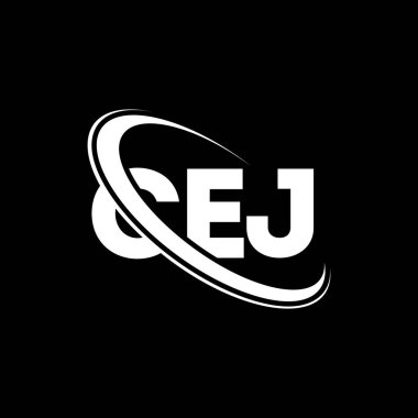 CEJ logosu. CEJ mektubu. CEJ harf logosu tasarımı. Çember ve büyük harfli monogram logosuna bağlı CEJ logosu. Teknoloji, iş ve emlak markası için CEJ tipografisi.