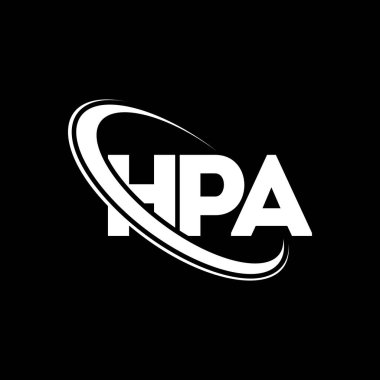 HPA logosu. HPA mektubu. HPA mektup logosu tasarımı. Çember ve büyük harfli monogram logosuna bağlı HPA logosu. Teknoloji, iş ve emlak markası için HPA tipografisi.