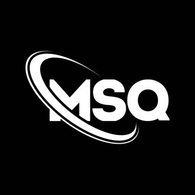 MSQ logosu. MSQ mektubu. MSQ harfi logo tasarımı. Çember ve büyük harfli monogram logosuna bağlı baş harfler. Teknoloji, iş ve emlak markası için MSQ tipografisi.