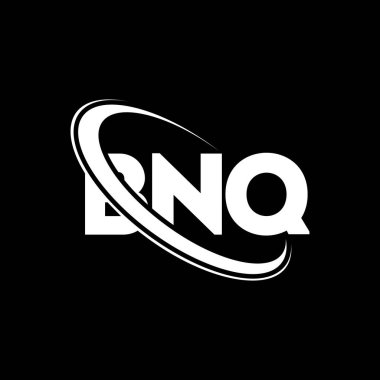 BNQ logosu. Mangal partisi mektubu. BNQ harfi logo tasarımı. Çember ve büyük harfli monogram logosuna bağlı baş harfler. Teknoloji, iş ve emlak markası için BNQ tipografisi.