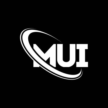 MUI logosu. MUI mektubu. MUI harf logosu tasarımı. Çember ve büyük harfli monogram logosuna bağlı baş harfler MUI logosu. Teknoloji, iş ve emlak markası için MUI tipografisi.