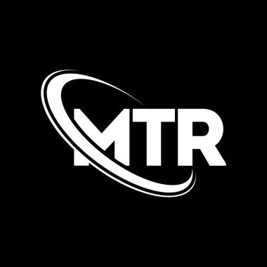 MTR logosu. MTR mektubu. MTR harf logosu tasarımı. Çember ve büyük harfli monogram logosuna bağlı baş harfler MTR logosu. Teknoloji, iş ve emlak markası için MTR tipografisi.