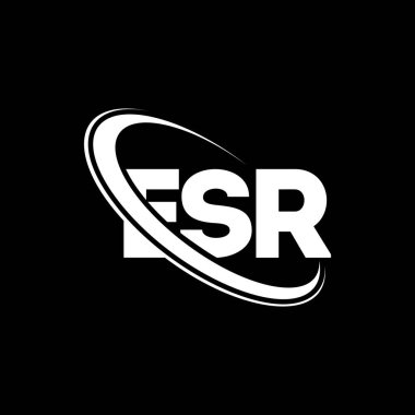 ESR logosu. ESR mektubu. ESR harf logosu tasarımı. Çember ve büyük harfli monogram logosuna bağlı baş harfler ESR logosu. Teknoloji, iş ve emlak markası ESR tipografisi.