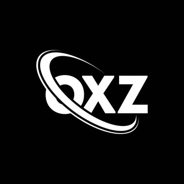 OXZ logosu. OXZ harfi. OXZ harf logosu tasarımı. Çember ve büyük harfli monogram logosuna bağlı OXZ logosu. Teknoloji, iş ve emlak markası için OXZ tipografisi.