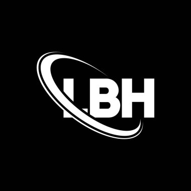 LBH logosu. LBH mektubu. LBH mektup logosu tasarımı. Çember ve büyük harfli monogram logosuna bağlı ilk LBH logosu. Teknoloji, iş ve emlak markası için LBH tipografisi.