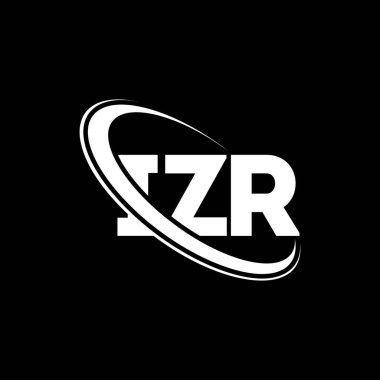 IZR logosu. IZR mektubu. IZR harf logosu tasarımı. Daireye ve büyük harfli monogram logosuna bağlı ilk adım IZR logosu. Teknoloji, iş ve emlak markası için IZR tipografisi.