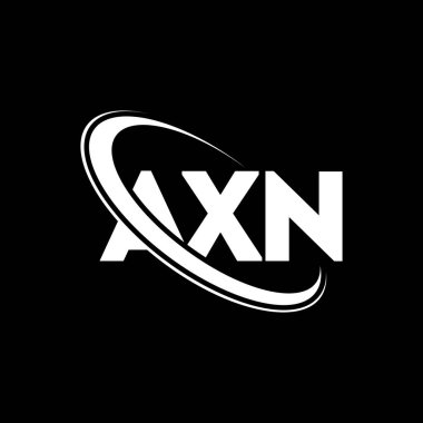 AXN logosu. AXN harfi. AXN harf logosu tasarımı. Çember ve büyük harfli monogram logosuna bağlı AXN logosu. Teknoloji, iş ve emlak markası için AXN tipografisi.