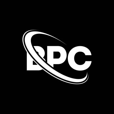 BPC logosu. BPC mektubu. BPC mektup logosu tasarımı. Çember ve büyük harfli monogram logosuna bağlı BPC logosu. Teknoloji, iş ve emlak markası için BPC tipografisi.